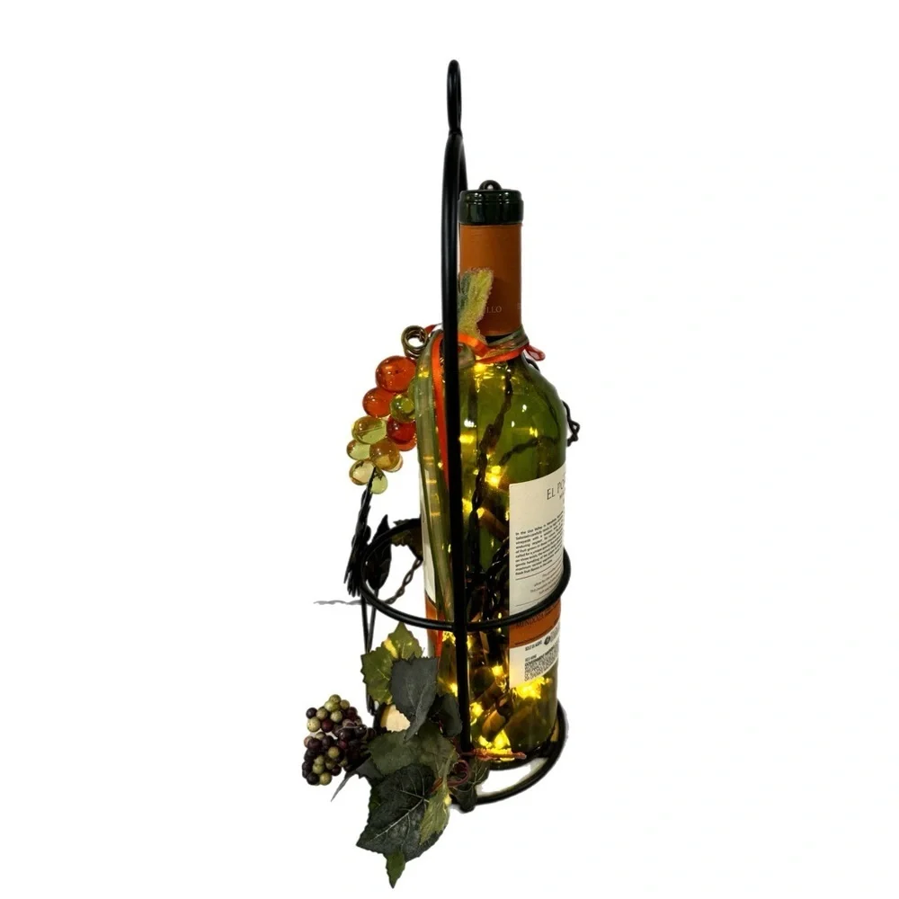 Wine bottle metal decor piece handmade